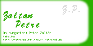 zoltan petre business card